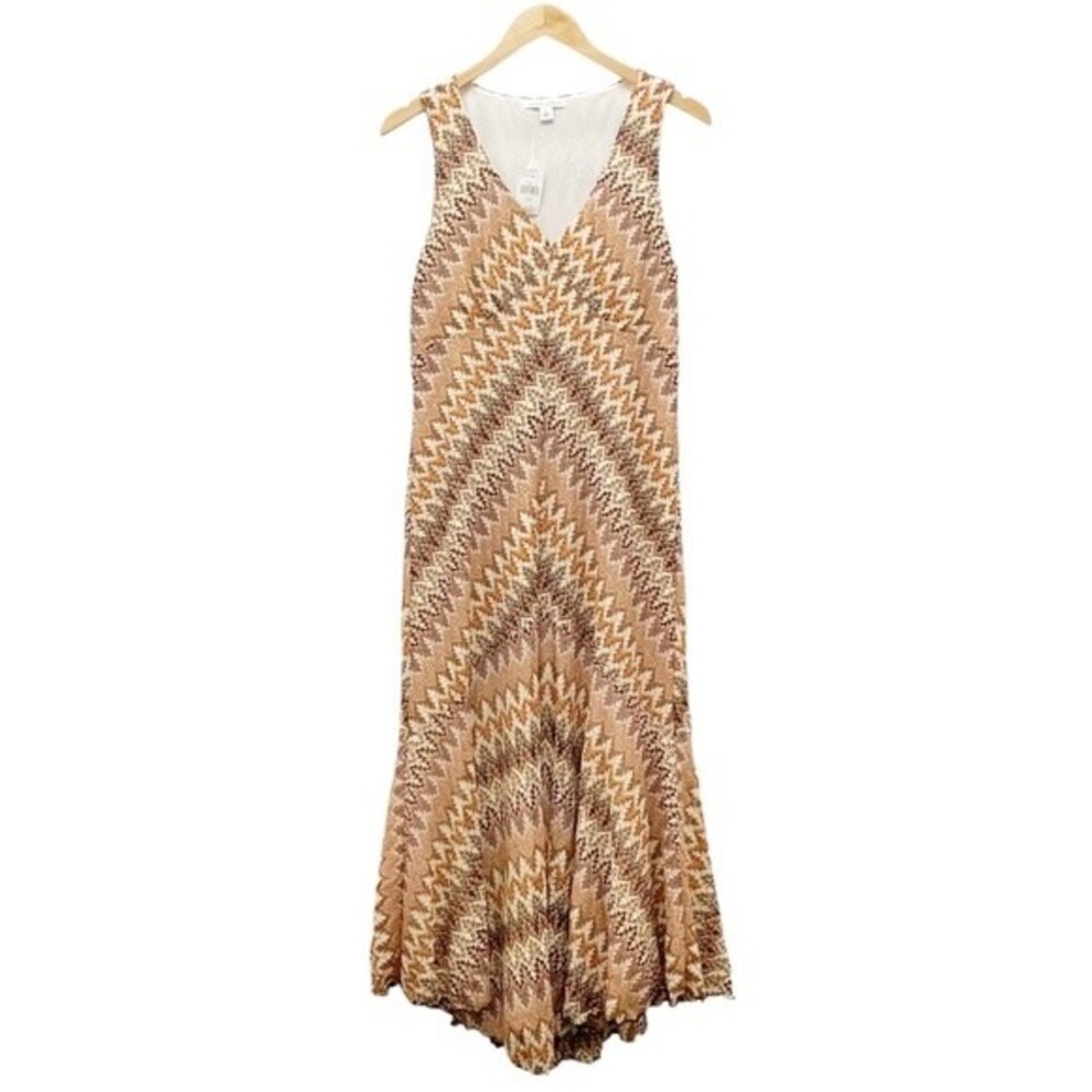 NWT Banana Republic Dress Neutral Autumn Geometric Stripe Knit Size Large VTG - Picture 3 of 13